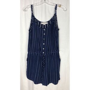 LOFT Viscose Blend Romper‎ Striped Button Front One-Piece Sleeveless Shorts M